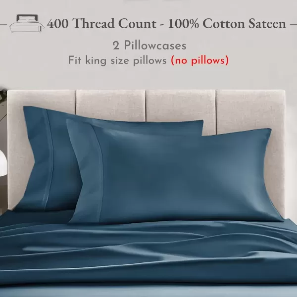 imageCalifornia Design Den Bulk Pack of 40 Piece StandardQueen Size Pillowcases  400 Thread Count 100 Cotton Sateen White10  Blue Peacock