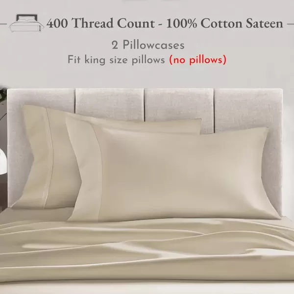 imageCalifornia Design Den Bulk Pack of 40 Piece StandardQueen Size Pillowcases  400 Thread Count 100 Cotton Sateen White12  Beige
