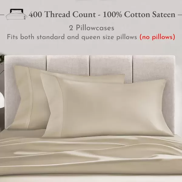 imageCalifornia Design Den Bulk Pack of 40 Piece StandardQueen Size Pillowcases  400 Thread Count 100 Cotton Sateen White12  Beige