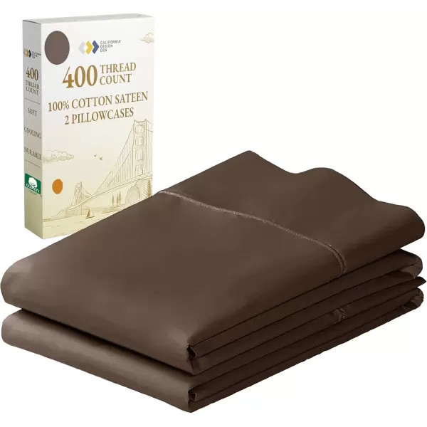 imageCalifornia Design Den Bulk Pack of 40 Piece StandardQueen Size Pillowcases  400 Thread Count 100 Cotton Sateen White13  Chocolate Rich Brown