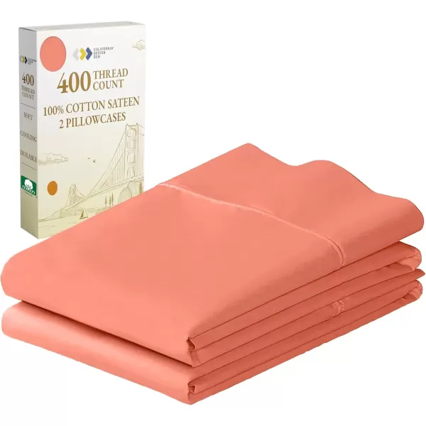 imageCalifornia Design Den Bulk Pack of 40 Piece StandardQueen Size Pillowcases  400 Thread Count 100 Cotton Sateen White14  Bright Salmon