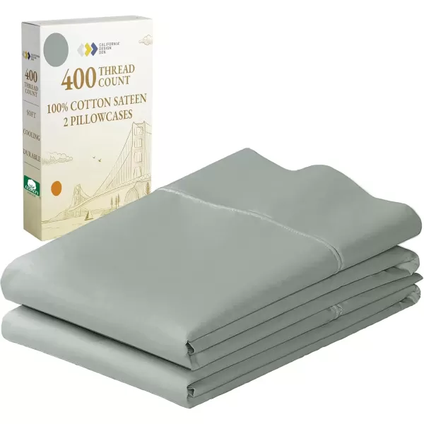 imageCalifornia Design Den Bulk Pack of 40 Piece StandardQueen Size Pillowcases  400 Thread Count 100 Cotton Sateen White15  Green Sage