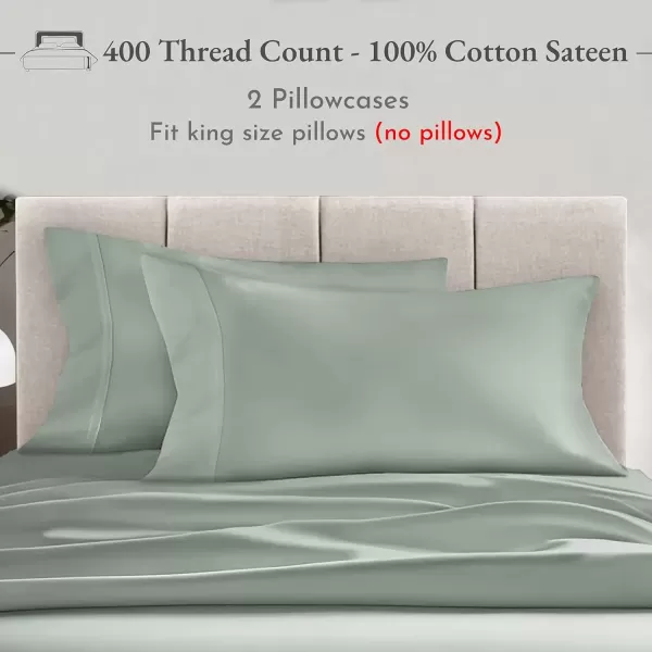 imageCalifornia Design Den Bulk Pack of 40 Piece StandardQueen Size Pillowcases  400 Thread Count 100 Cotton Sateen White15  Green Sage