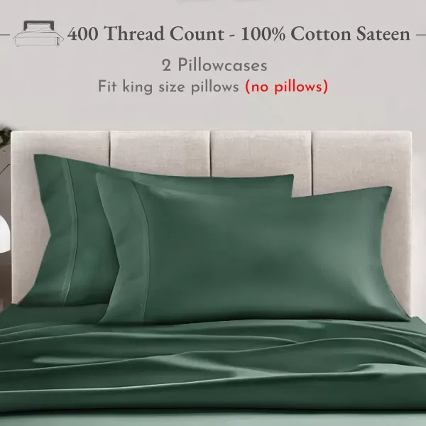 imageCalifornia Design Den Bulk Pack of 40 Piece StandardQueen Size Pillowcases  400 Thread Count 100 Cotton Sateen White16  Green Hunter