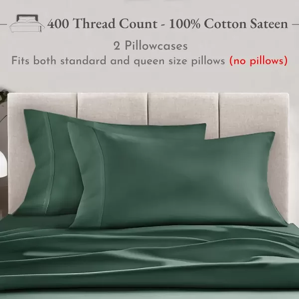 imageCalifornia Design Den Bulk Pack of 40 Piece StandardQueen Size Pillowcases  400 Thread Count 100 Cotton Sateen White16  Green Hunter