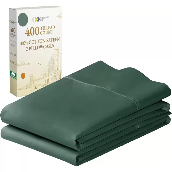 imageCalifornia Design Den Bulk Pack of 40 Piece StandardQueen Size Pillowcases  400 Thread Count 100 Cotton Sateen White16  Green Hunter