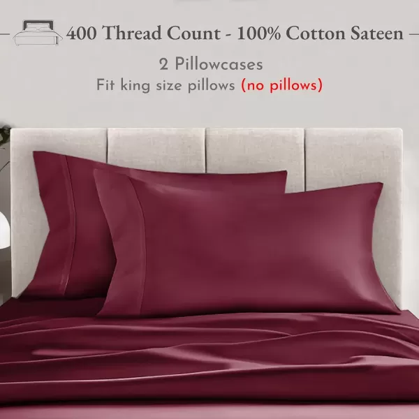 imageCalifornia Design Den Bulk Pack of 40 Piece StandardQueen Size Pillowcases  400 Thread Count 100 Cotton Sateen White19  Red Burgundy