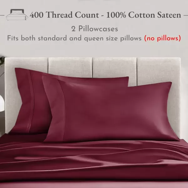 imageCalifornia Design Den Bulk Pack of 40 Piece StandardQueen Size Pillowcases  400 Thread Count 100 Cotton Sateen White19  Red Burgundy