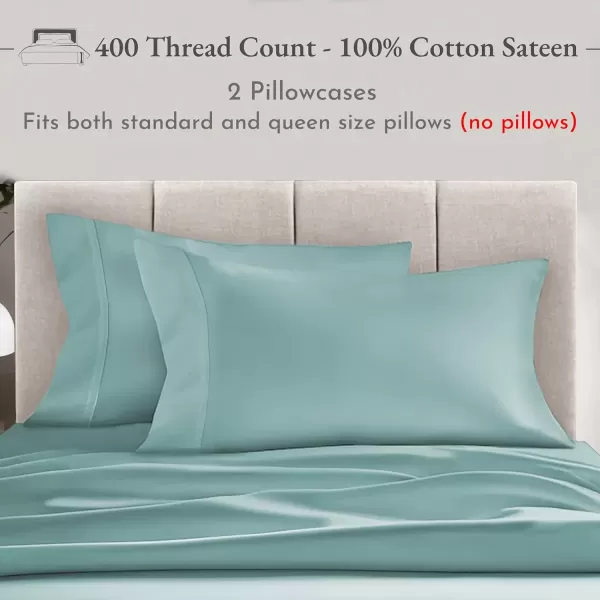 imageCalifornia Design Den Bulk Pack of 40 Piece StandardQueen Size Pillowcases  400 Thread Count 100 Cotton Sateen White20  Teal