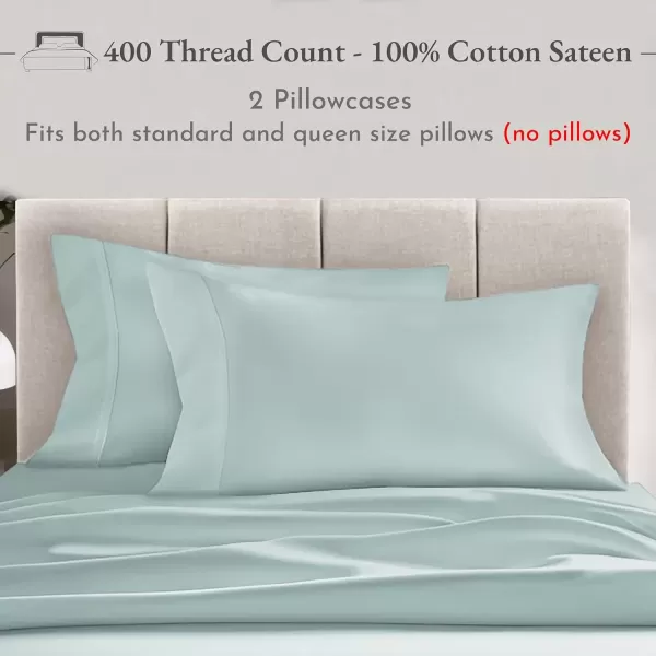 imageCalifornia Design Den Bulk Pack of 40 Piece StandardQueen Size Pillowcases  400 Thread Count 100 Cotton Sateen White21  Seafoam