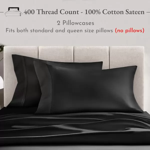 imageCalifornia Design Den Bulk Pack of 40 Piece StandardQueen Size Pillowcases  400 Thread Count 100 Cotton Sateen White22  Black