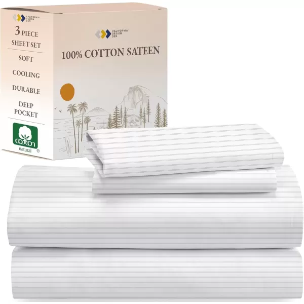 imageCalifornia Design Den Bulk Pack of 6 Full Size Sheet Sets  100 Cotton Sateen Deep Pocket Case Includes 6 Flat Sheets 6 Fitted Sheets and 12 Pillowcases White11  Classic Stripe Print