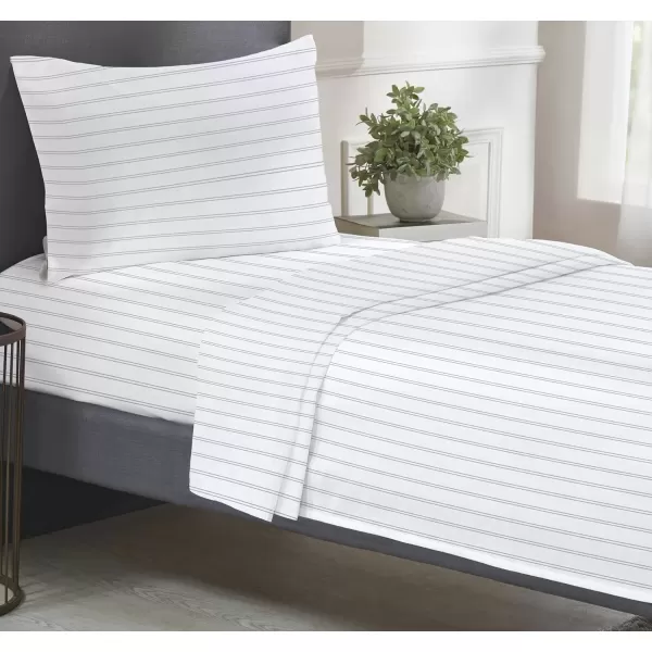 imageCalifornia Design Den Bulk Pack of 6 Full Size Sheet Sets  100 Cotton Sateen Deep Pocket Case Includes 6 Flat Sheets 6 Fitted Sheets and 12 Pillowcases White11  Classic Stripe Print