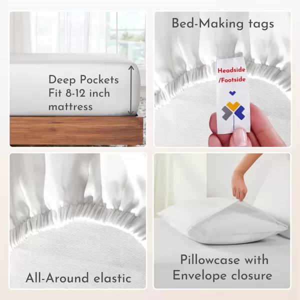 imageCalifornia Design Den Bulk Pack of 6 Full Size Sheet Sets  100 Cotton Sateen Deep Pocket Case Includes 6 Flat Sheets 6 Fitted Sheets and 12 Pillowcases White02  Ivory