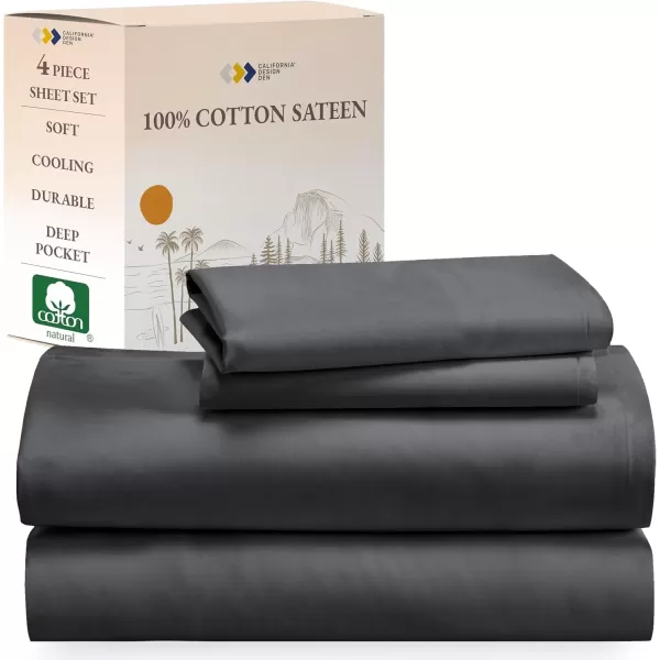 imageCalifornia Design Den Bulk Pack of 6 Full Size Sheet Sets  100 Cotton Sateen Deep Pocket Case Includes 6 Flat Sheets 6 Fitted Sheets and 12 Pillowcases White05  Grey