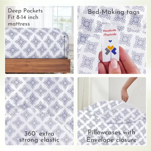 imageCalifornia Design Den Bulk Pack of 6 Full Size Sheet Sets  100 Cotton Sateen Deep Pocket Case Includes 6 Flat Sheets 6 Fitted Sheets and 12 Pillowcases White12  Filigree Print