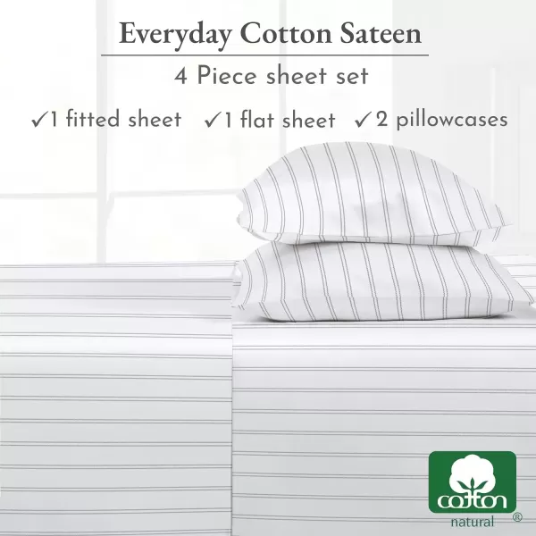 imageCalifornia Design Den Bulk Pack of 6 Full Size Sheet Sets  100 Cotton Sateen Deep Pocket Case Includes 6 Flat Sheets 6 Fitted Sheets and 12 Pillowcases White11  Classic Stripe Print