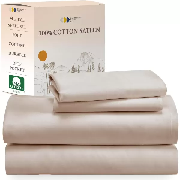 imageCalifornia Design Den Bulk Pack of 6 Full Size Sheet Sets  100 Cotton Sateen Deep Pocket Case Includes 6 Flat Sheets 6 Fitted Sheets and 12 Pillowcases White03  Beige