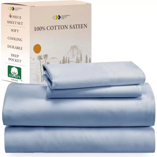 imageCalifornia Design Den Bulk Pack of 6 Full Size Sheet Sets  100 Cotton Sateen Deep Pocket Case Includes 6 Flat Sheets 6 Fitted Sheets and 12 Pillowcases White06  Blue Hydrangea