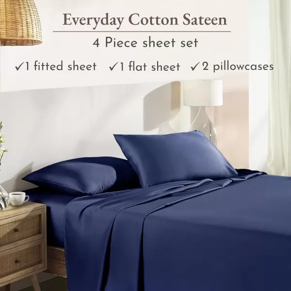 imageCalifornia Design Den Bulk Pack of 6 Full Size Sheet Sets  100 Cotton Sateen Deep Pocket Case Includes 6 Flat Sheets 6 Fitted Sheets and 12 Pillowcases White07  Navy Blue