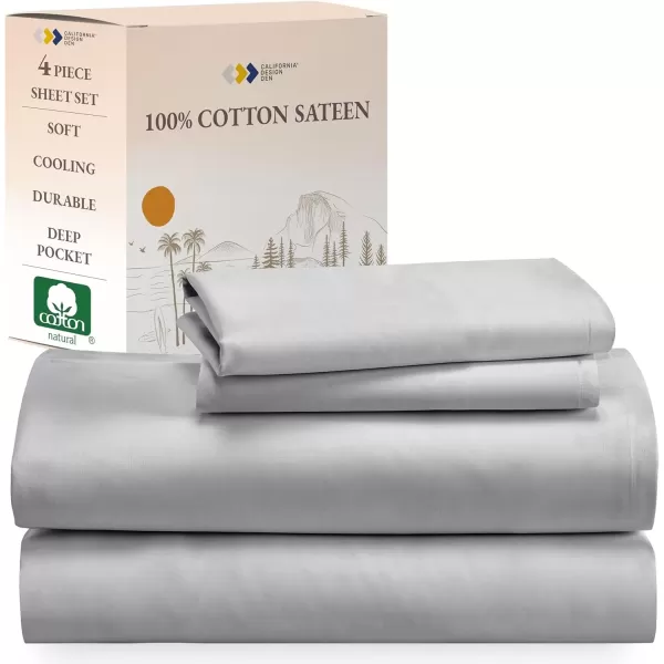 imageCalifornia Design Den Bulk Pack of 6 Full Size Sheet Sets  100 Cotton Sateen Deep Pocket Case Includes 6 Flat Sheets 6 Fitted Sheets and 12 Pillowcases White04  Light Grey