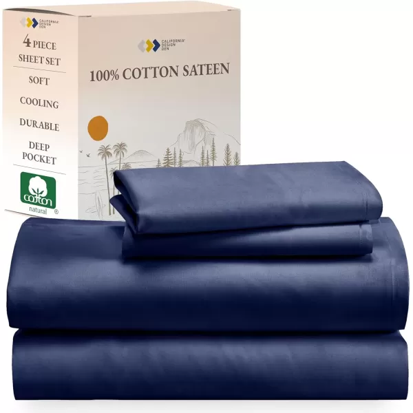 imageCalifornia Design Den Bulk Pack of 6 Full Size Sheet Sets  100 Cotton Sateen Deep Pocket Case Includes 6 Flat Sheets 6 Fitted Sheets and 12 Pillowcases White07  Navy Blue