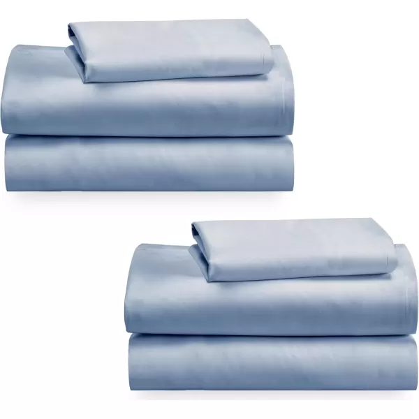 imageCalifornia Design Den Bulk Pack of 6 Full Size Sheet Sets  100 Cotton Sateen Deep Pocket Case Includes 6 Flat Sheets 6 Fitted Sheets and 12 Pillowcases White06  Blue Hydrangea