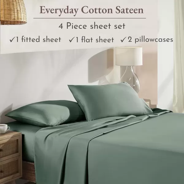 imageCalifornia Design Den Bulk Pack of 6 Full Size Sheet Sets  100 Cotton Sateen Deep Pocket Case Includes 6 Flat Sheets 6 Fitted Sheets and 12 Pillowcases White10  Sage Green