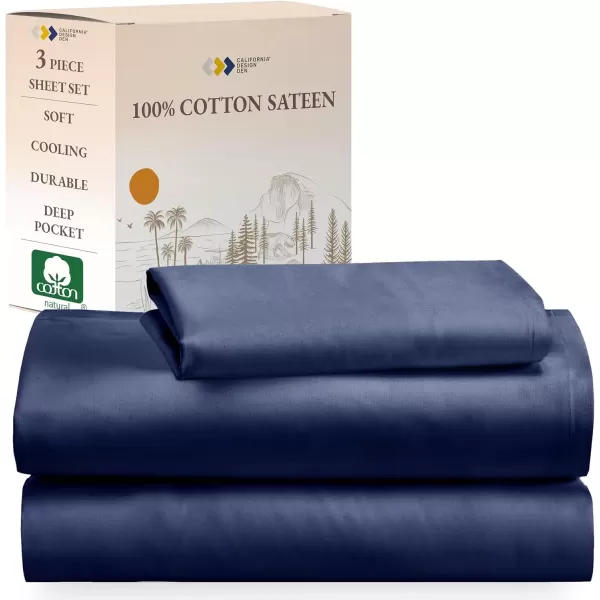 imageCalifornia Design Den Bulk Pack of 6 Full Size Sheet Sets  100 Cotton Sateen Deep Pocket Case Includes 6 Flat Sheets 6 Fitted Sheets and 12 Pillowcases White07  Navy Blue