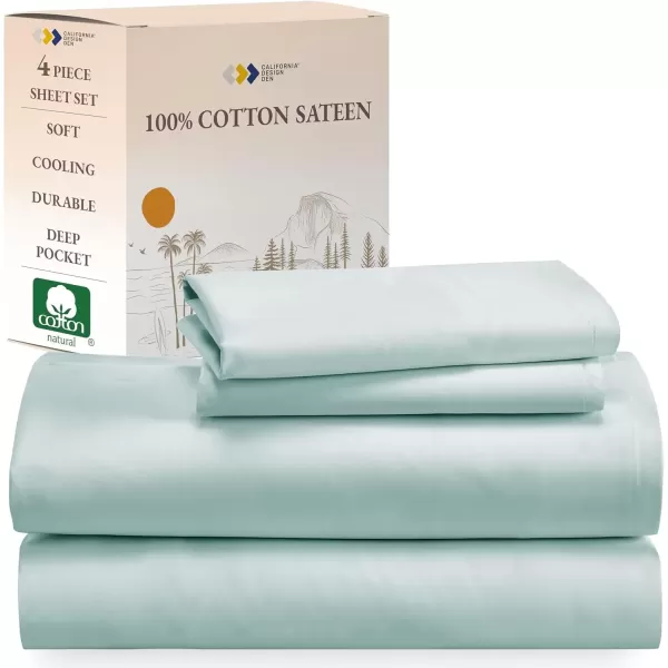 imageCalifornia Design Den Bulk Pack of 6 Full Size Sheet Sets  100 Cotton Sateen Deep Pocket Case Includes 6 Flat Sheets 6 Fitted Sheets and 12 Pillowcases White09  Seafoam
