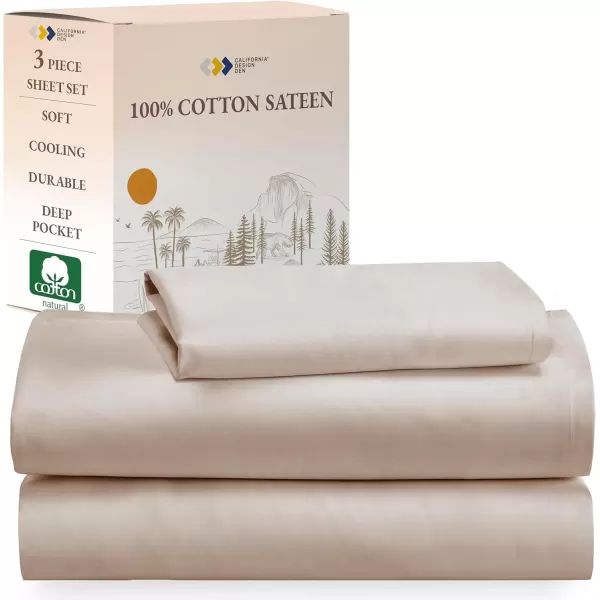 imageCalifornia Design Den Bulk Pack of 6 Full Size Sheet Sets  100 Cotton Sateen Deep Pocket Case Includes 6 Flat Sheets 6 Fitted Sheets and 12 Pillowcases White03  Beige