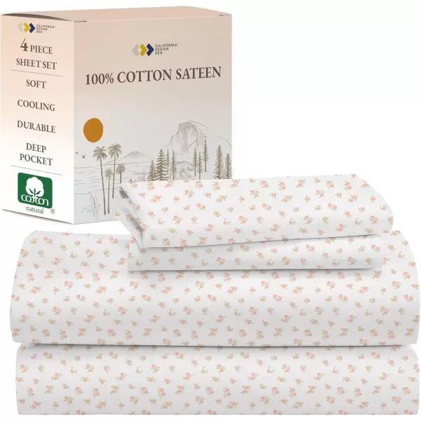 imageCalifornia Design Den Bulk Pack of 6 Full Size Sheet Sets  100 Cotton Sateen Deep Pocket Case Includes 6 Flat Sheets 6 Fitted Sheets and 12 Pillowcases White14  Chic Floral Print