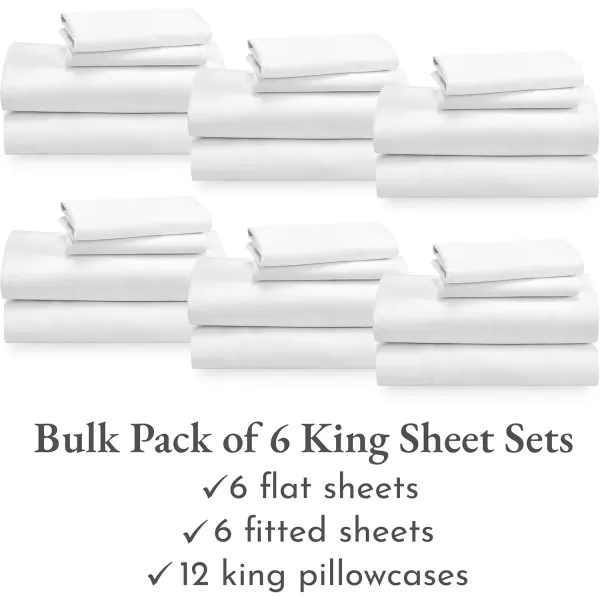 imageCalifornia Design Den Bulk Pack of 6 Full Size Sheet Sets  100 Cotton Sateen Deep Pocket Case Includes 6 Flat Sheets 6 Fitted Sheets and 12 Pillowcases White01  Bright White