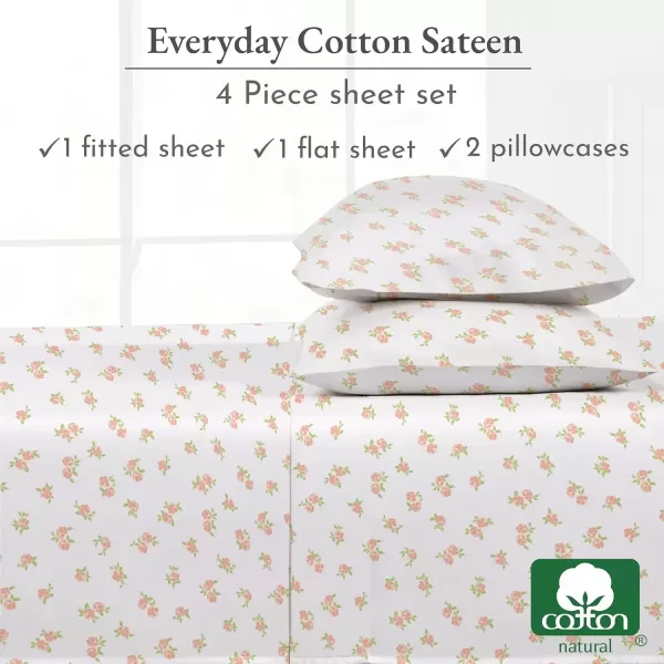imageCalifornia Design Den Bulk Pack of 6 Full Size Sheet Sets  100 Cotton Sateen Deep Pocket Case Includes 6 Flat Sheets 6 Fitted Sheets and 12 Pillowcases White14  Chic Floral Print