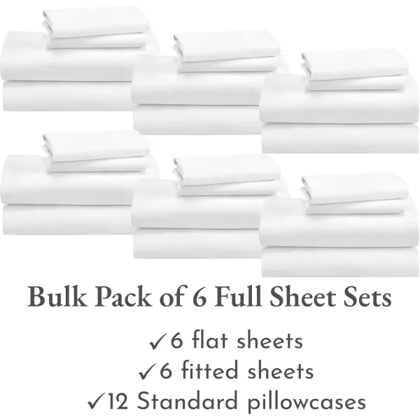 imageCalifornia Design Den Bulk Pack of 6 Full Size Sheet Sets  100 Cotton Sateen Deep Pocket Case Includes 6 Flat Sheets 6 Fitted Sheets and 12 Pillowcases White01  Bright White