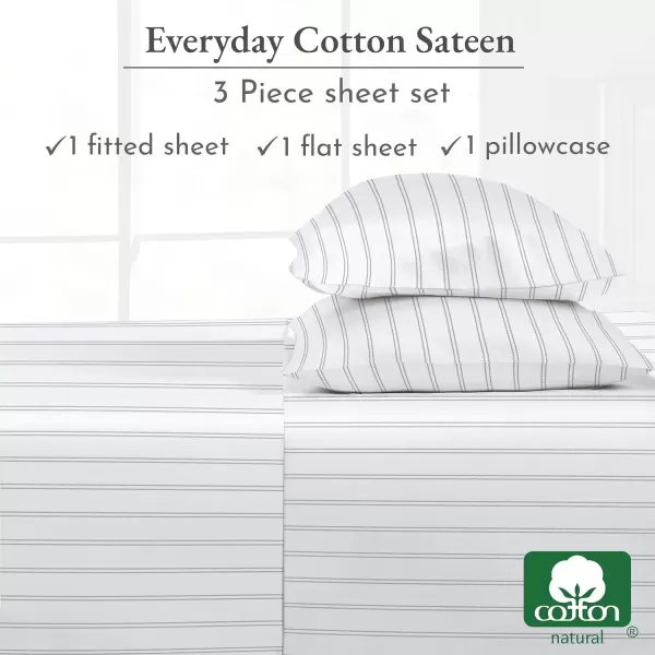 imageCalifornia Design Den Bulk Pack of 6 Full Size Sheet Sets  100 Cotton Sateen Deep Pocket Case Includes 6 Flat Sheets 6 Fitted Sheets and 12 Pillowcases White11  Classic Stripe Print