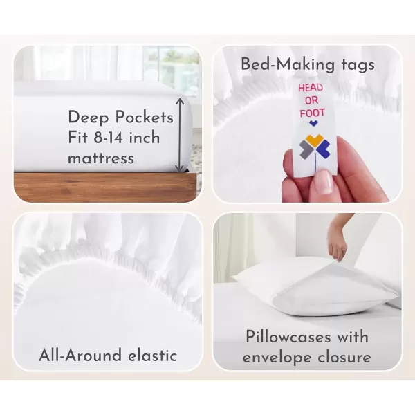 imageCalifornia Design Den Bulk Pack of 6 Full Size Sheet Sets  100 Cotton Sateen Deep Pocket Case Includes 6 Flat Sheets 6 Fitted Sheets and 12 Pillowcases White03  Beige