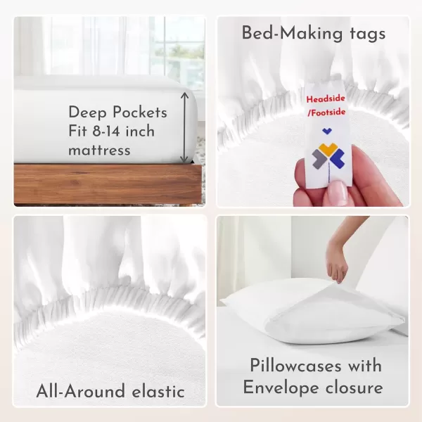 imageCalifornia Design Den Bulk Pack of 6 Full Size Sheet Sets  100 Cotton Sateen Deep Pocket Case Includes 6 Flat Sheets 6 Fitted Sheets and 12 Pillowcases White01  Bright White