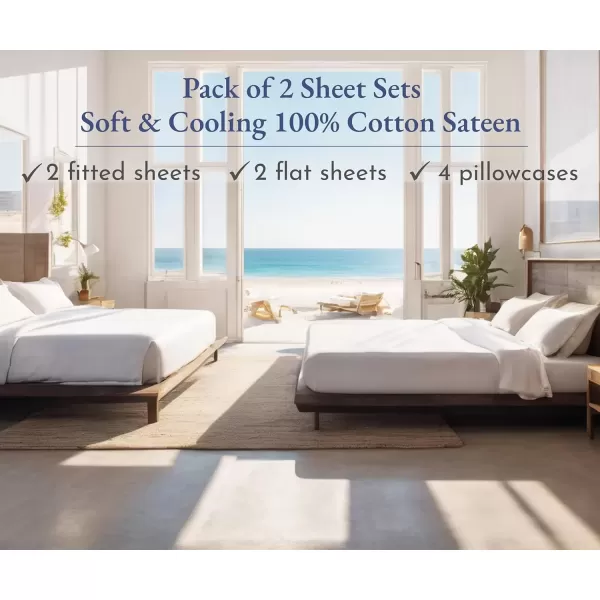 imageCalifornia Design Den Bulk Pack of 6 Full Size Sheet Sets  100 Cotton Sateen Deep Pocket Case Includes 6 Flat Sheets 6 Fitted Sheets and 12 Pillowcases White09  Seafoam