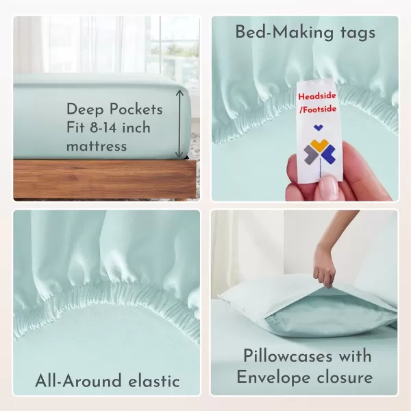imageCalifornia Design Den Bulk Pack of 6 Full Size Sheet Sets  100 Cotton Sateen Deep Pocket Case Includes 6 Flat Sheets 6 Fitted Sheets and 12 Pillowcases White09  Seafoam
