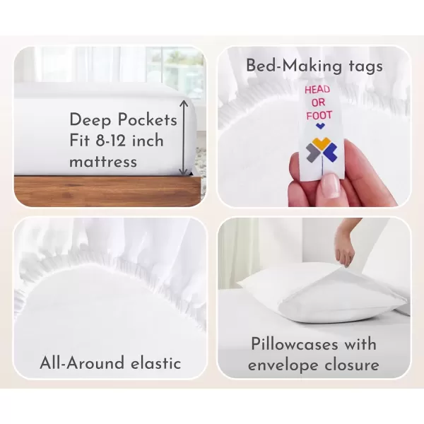 imageCalifornia Design Den Bulk Pack of 6 Full Size Sheet Sets  100 Cotton Sateen Deep Pocket Case Includes 6 Flat Sheets 6 Fitted Sheets and 12 Pillowcases White05  Grey
