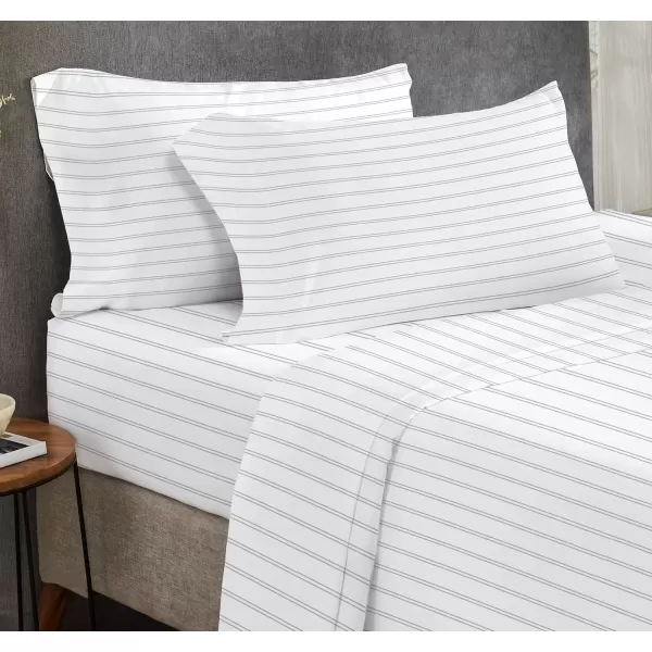 imageCalifornia Design Den Bulk Pack of 6 Full Size Sheet Sets  100 Cotton Sateen Deep Pocket Case Includes 6 Flat Sheets 6 Fitted Sheets and 12 Pillowcases White11  Classic Stripe Print