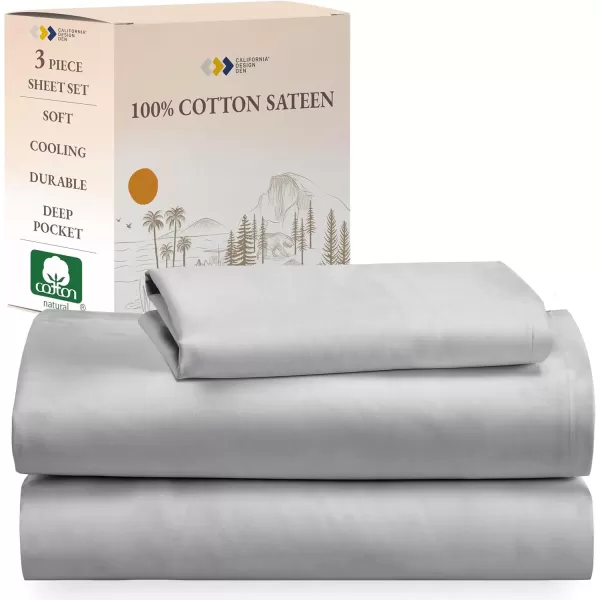 imageCalifornia Design Den Bulk Pack of 6 Full Size Sheet Sets  100 Cotton Sateen Deep Pocket Case Includes 6 Flat Sheets 6 Fitted Sheets and 12 Pillowcases White04  Light Grey