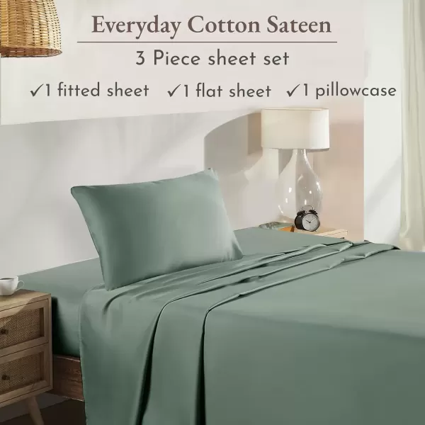 imageCalifornia Design Den Bulk Pack of 6 Full Size Sheet Sets  100 Cotton Sateen Deep Pocket Case Includes 6 Flat Sheets 6 Fitted Sheets and 12 Pillowcases White10  Sage Green