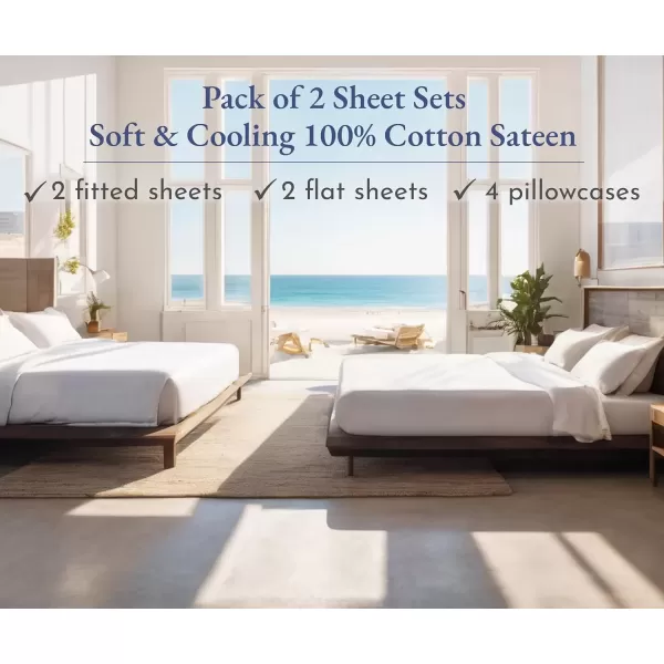 imageCalifornia Design Den Bulk Pack of 6 Full Size Sheet Sets  100 Cotton Sateen Deep Pocket Case Includes 6 Flat Sheets 6 Fitted Sheets and 12 Pillowcases White01  Bright White