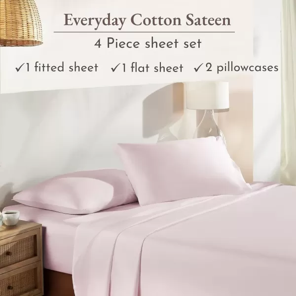 imageCalifornia Design Den Bulk Pack of 6 Full Size Sheet Sets  100 Cotton Sateen Deep Pocket Case Includes 6 Flat Sheets 6 Fitted Sheets and 12 Pillowcases White08  Pink