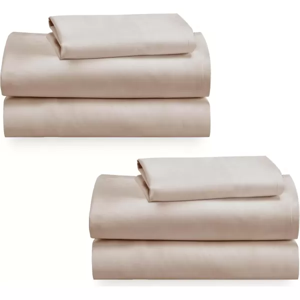 imageCalifornia Design Den Bulk Pack of 6 Full Size Sheet Sets  100 Cotton Sateen Deep Pocket Case Includes 6 Flat Sheets 6 Fitted Sheets and 12 Pillowcases White03  Beige