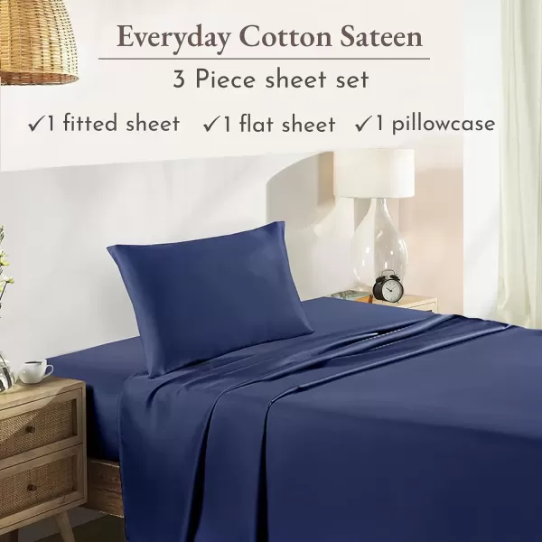 imageCalifornia Design Den Bulk Pack of 6 Full Size Sheet Sets  100 Cotton Sateen Deep Pocket Case Includes 6 Flat Sheets 6 Fitted Sheets and 12 Pillowcases White07  Navy Blue