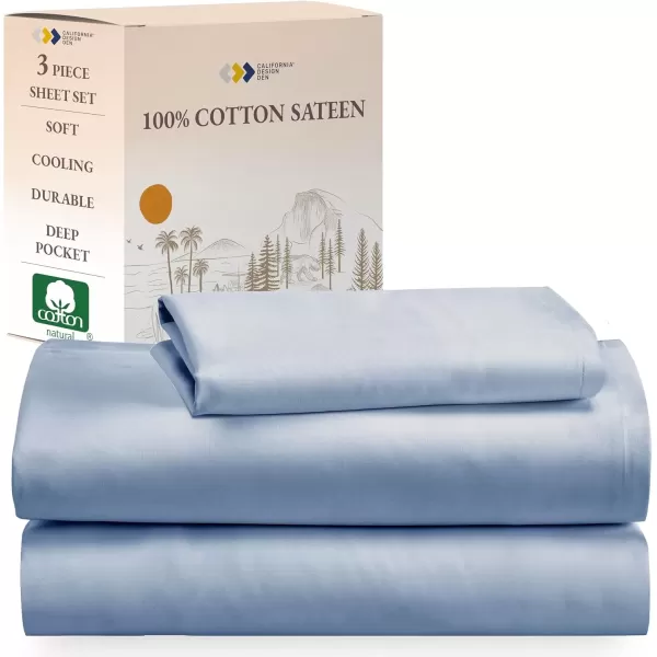 imageCalifornia Design Den Bulk Pack of 6 Full Size Sheet Sets  100 Cotton Sateen Deep Pocket Case Includes 6 Flat Sheets 6 Fitted Sheets and 12 Pillowcases White06  Blue Hydrangea