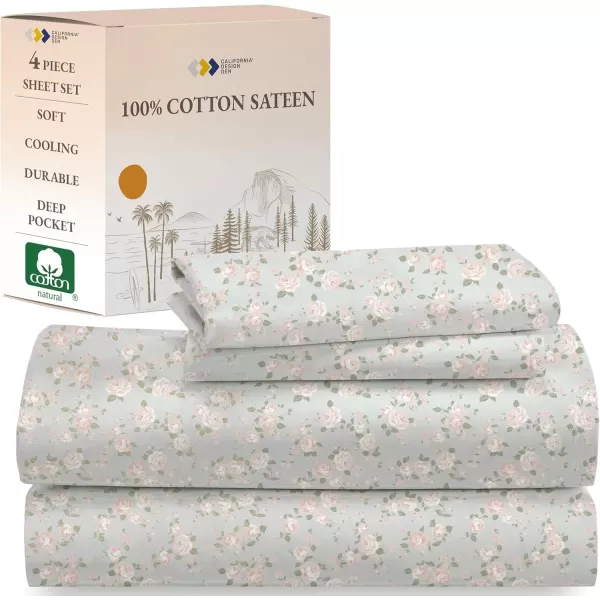 imageCalifornia Design Den Bulk Pack of 6 Full Size Sheet Sets  100 Cotton Sateen Deep Pocket Case Includes 6 Flat Sheets 6 Fitted Sheets and 12 Pillowcases White13  Vintage Rose Print